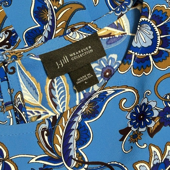 J Jill Wearever Collection Paisley Long Sleeve Blouse - Picture 7 of 10